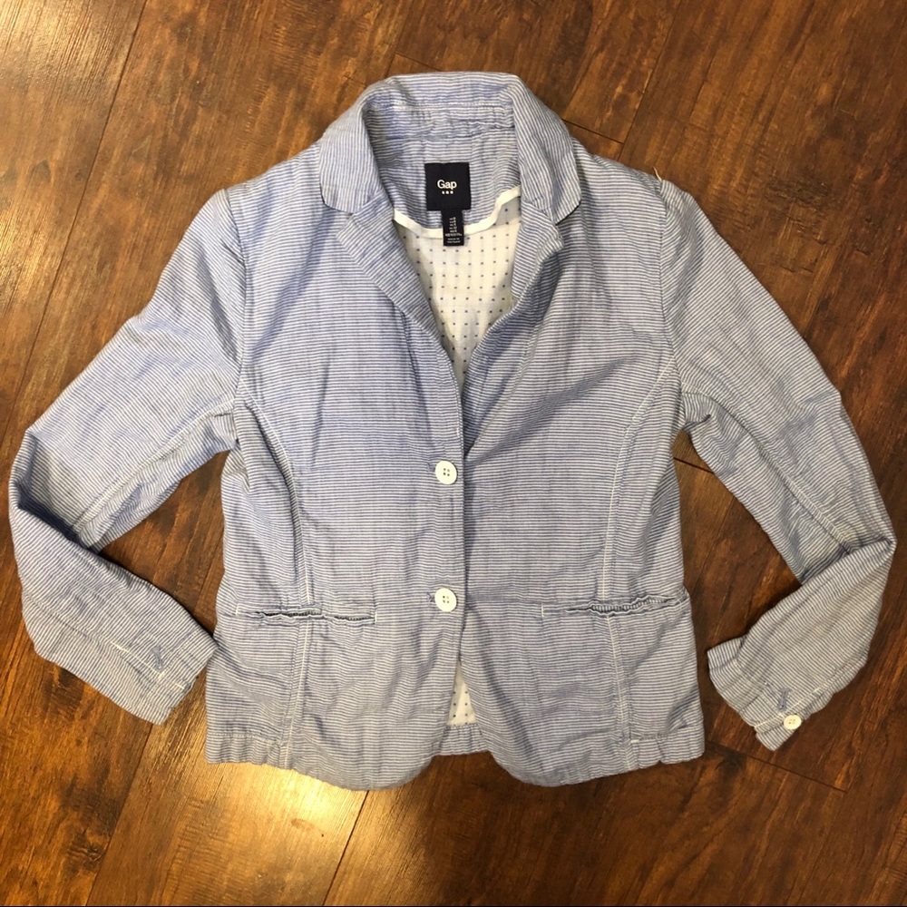 Gap Blue and White Striped Blazer